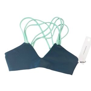 MARY GRACE SWIM Vida Reversible Bikini Top in Asphalt /Mint Size XS - NWT